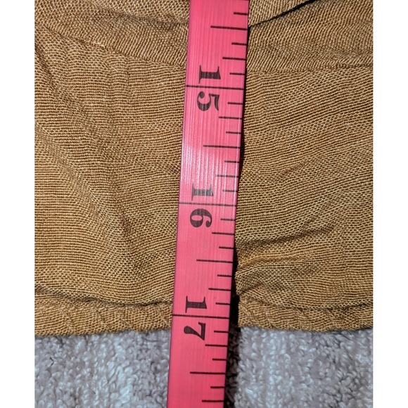 Midnight Sky Brown Twisted Front Smocked Square Neck Cap Sleeve Crop Top L - Picture 7 of 8